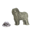 Old English Sheepdog pewter lapel pin badge with long shaggy coat and butterfly clasp