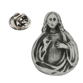 Jesus Christ pewter lapel pin badge with raised blessing hand, flowing robes and butterfly clasp