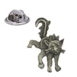 Scaredy cat pewter lapel pin badge with arched back, raised tail and butterfly clasp