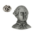 King George III portrait pewter lapel pin badge with period hairstyle and metal butterfly clasp