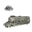 Flying Scotsman steam locomotive pewter lapel pin with antique silver finish and butterfly clasp