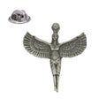 Ancient Egyptian goddess Isis pewter lapel pin with outstretched feathered wings and butterfly clasp