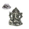 Seated Hindu deity Ganesha pewter lapel pin badge with elephant head and butterfly pin clasp