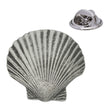 Scallop shell antique pewter lapel pin badge with butterfly clasp