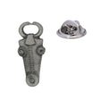Steampunk cow head pewter lapel pin with gears and butterfly clasp
