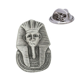 Egyptian Sphinx pharaoh head antique pewter lapel pin badge with butterfly clasp