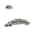 South Georgia outline pewter lapel pin badge with raised South Georgia lettering and butterfly clasp