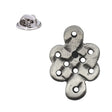 Celtic cross pewter lapel pin badge with pierced openwork design, antique silver finish and butterfly clasp
