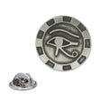 Eye of Horus circular Egyptian symbol antique silver pewter lapel pin with butterfly clasp