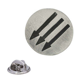 Anti-Fascist Movement three arrows pewter lapel pin with butterfly fastening