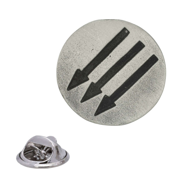 Anti-Fascist Movement three arrows pewter lapel pin with butterfly fastening