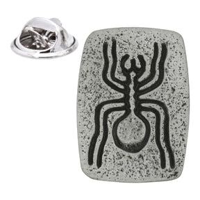 Nazca Spider Peruvian geoglyph antique silver pewter lapel pin badge with butterfly clasp