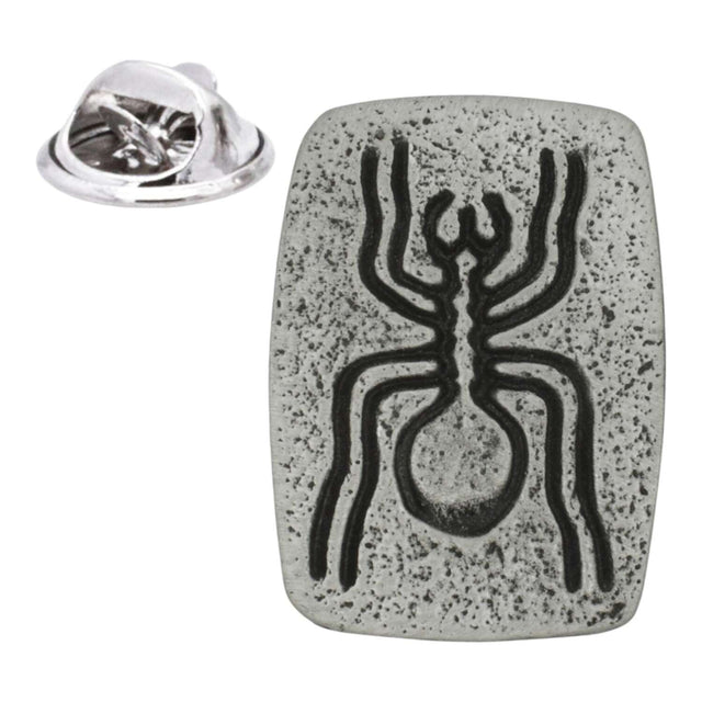 Nazca Spider Peruvian geoglyph antique silver pewter lapel pin badge with butterfly clasp