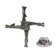 St Brigid's Cross woven rush style Irish Celtic pewter lapel pin with butterfly clasp