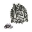Freyr Norse god Viking-themed antique silver pewter lapel pin with knotwork and butterfly clasp