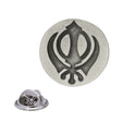 Khanda Sikh faith emblem antique silver pewter lapel pin with butterfly clasp
