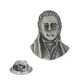 Sir Walter Scott portrait antique silver pewter lapel pin badge with butterfly clasp