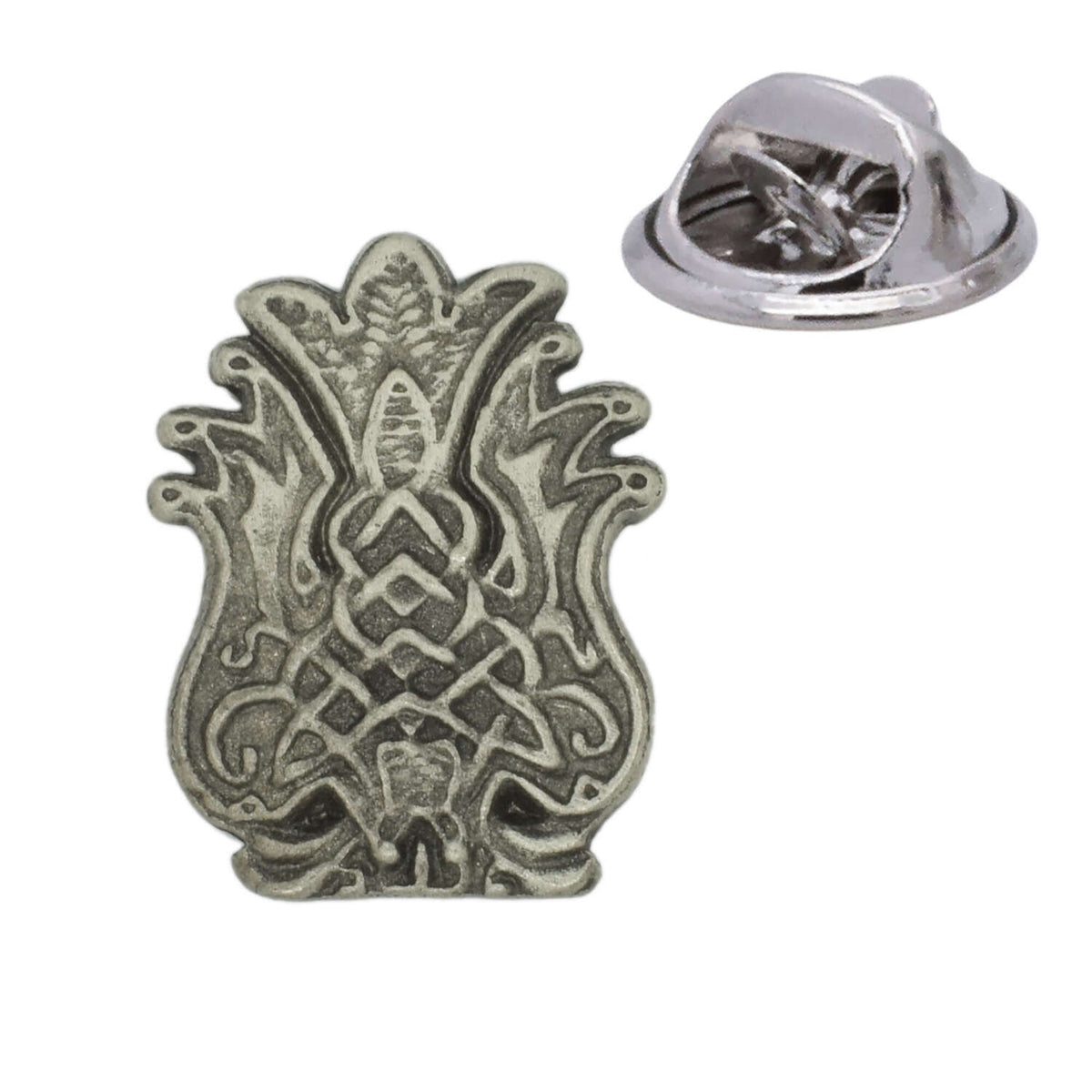 Hugin and Munin Odin's ravens decorative Norse pewter lapel pin with butterfly clasp