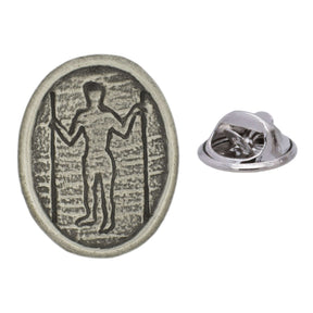 Long Man of Wilmington Sussex chalk figure antique silver pewter lapel pin with butterfly clasp