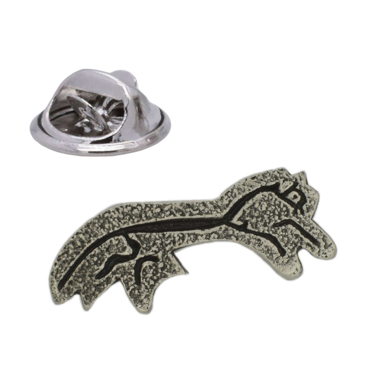 Uffington White Horse ancient Oxfordshire chalk figure antique silver pewter lapel pin and butterfly clasp