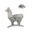 Stylised llama animal pewter lapel pin with spiral detailing and butterfly clasp