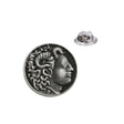 Alexander the Great classical profile coin-style antique silver pewter lapel pin badge with butterfly clasp