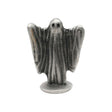 English-made pewter ghost ornament with eye openings, raised flowing arms and circular base front view XDHORN0541