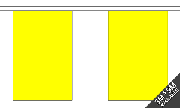 Plain Yellow 3 metre bunting, 10 flags - Flagmania