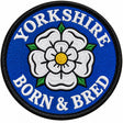 Yorkshire Born & Bred White Rose 80mm Embroidered Patch