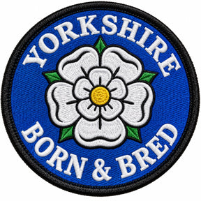 Yorkshire Born & Bred White Rose 80mm Embroidered Patch