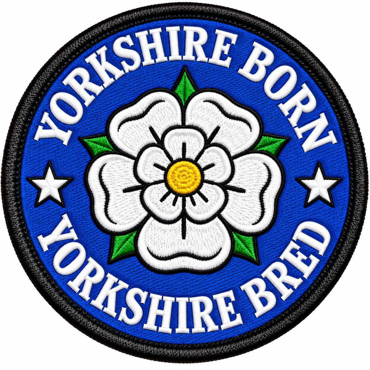 Yorkshire Born Yorkshire Bred White Rose 80mm Embroidered Patch