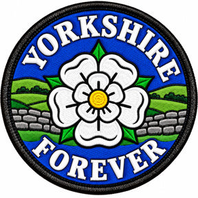 Yorkshire Forever White Rose Countryside 80mm Embroidered Patch