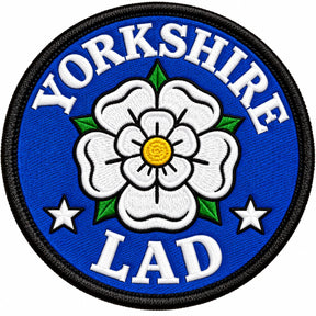 Yorkshire Lad White Rose 80mm Embroidered Patch