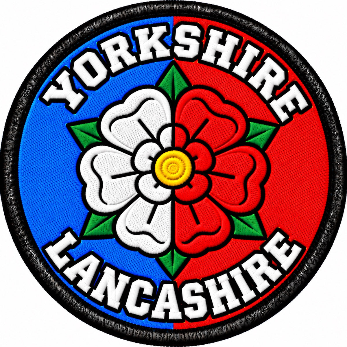 Yorkshire Lancashire Combined Roses 80mm Embroidered Patch