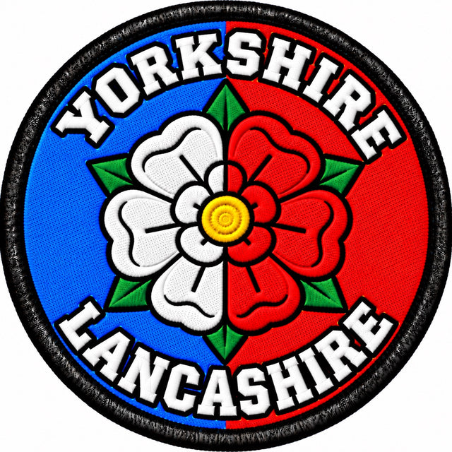 Yorkshire Lancashire Combined Roses 80mm Embroidered Patch