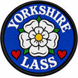 Yorkshire Lass White Rose Hearts 80mm Embroidered Patch
