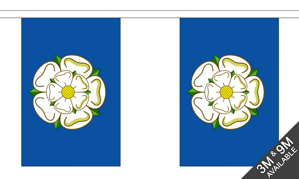 Yorkshire New 3 metre bunting, 10 flags - Flagmania