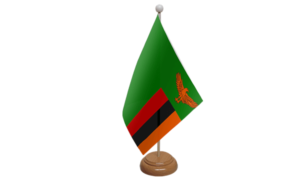 Flagmania Zambia wooden hand flags, 9x6 inch, pack of 12, no bases